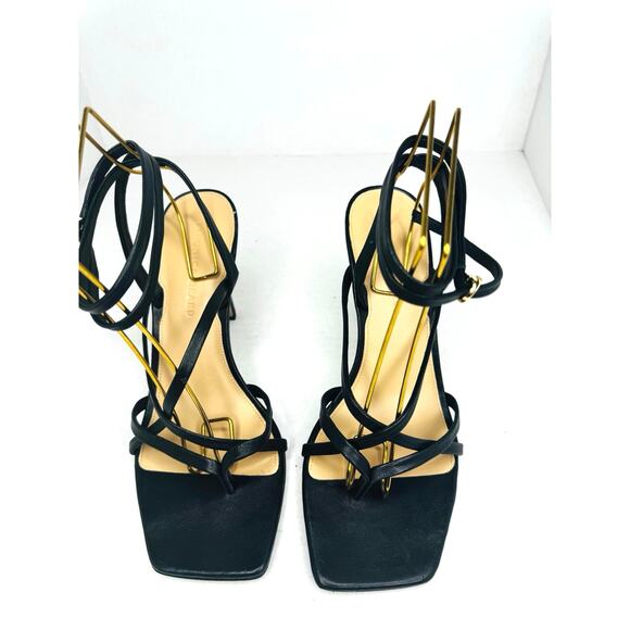 Veronica Beard Abriella Sandal Heel Strappy Ankle Black Leather Sandals Size 10m - Picture 5 of 10